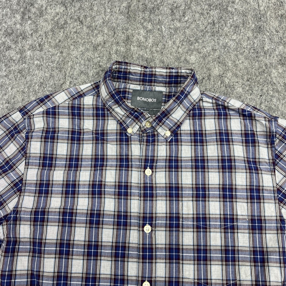 Bonobos Shirt Mens M Blue Plaid Slim Fit‎ Long Sleeve Button Down Casual Preppy